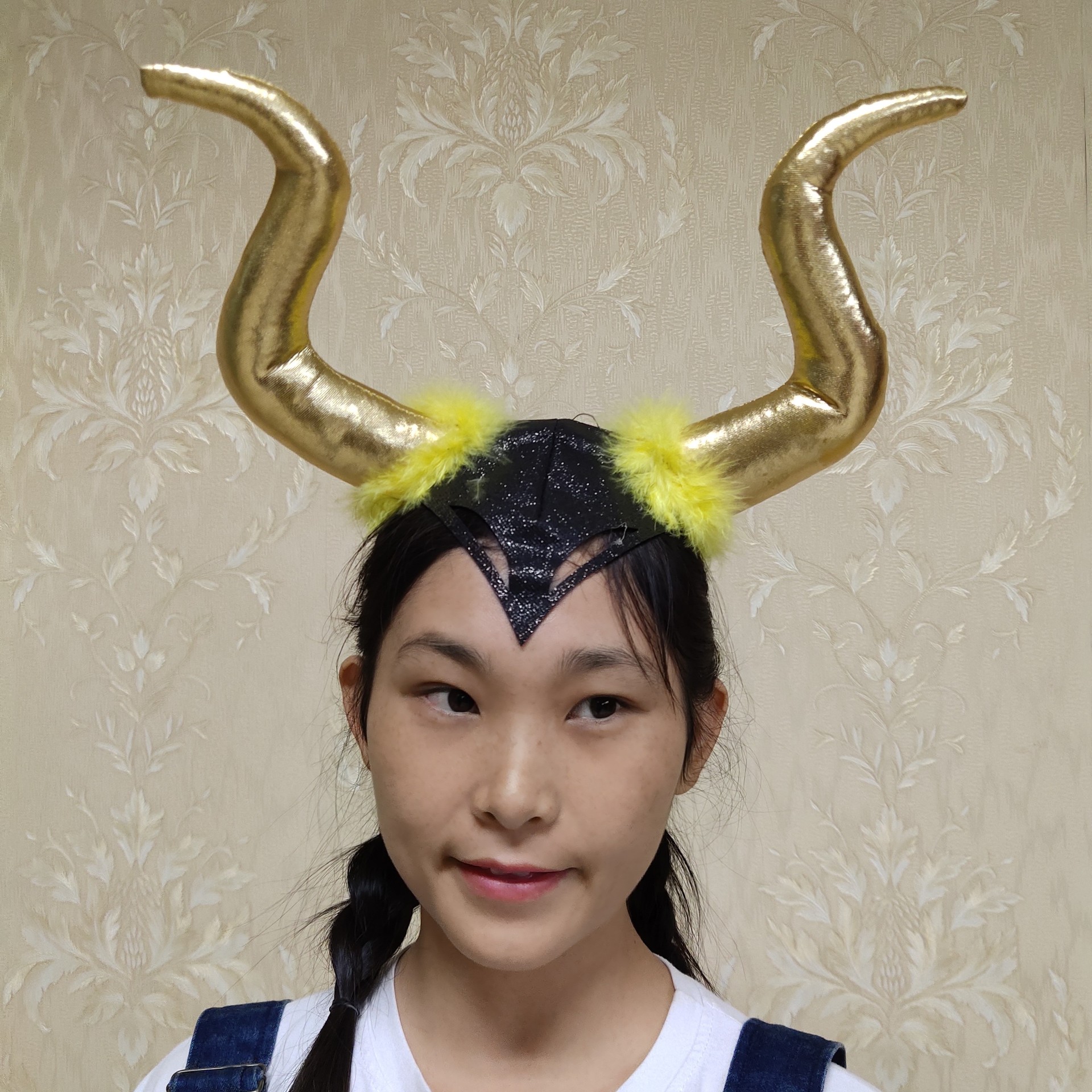 万圣节头饰发箍圣诞节表演道具恶魔牛角头饰发箍黑色牛角发卡魔咒