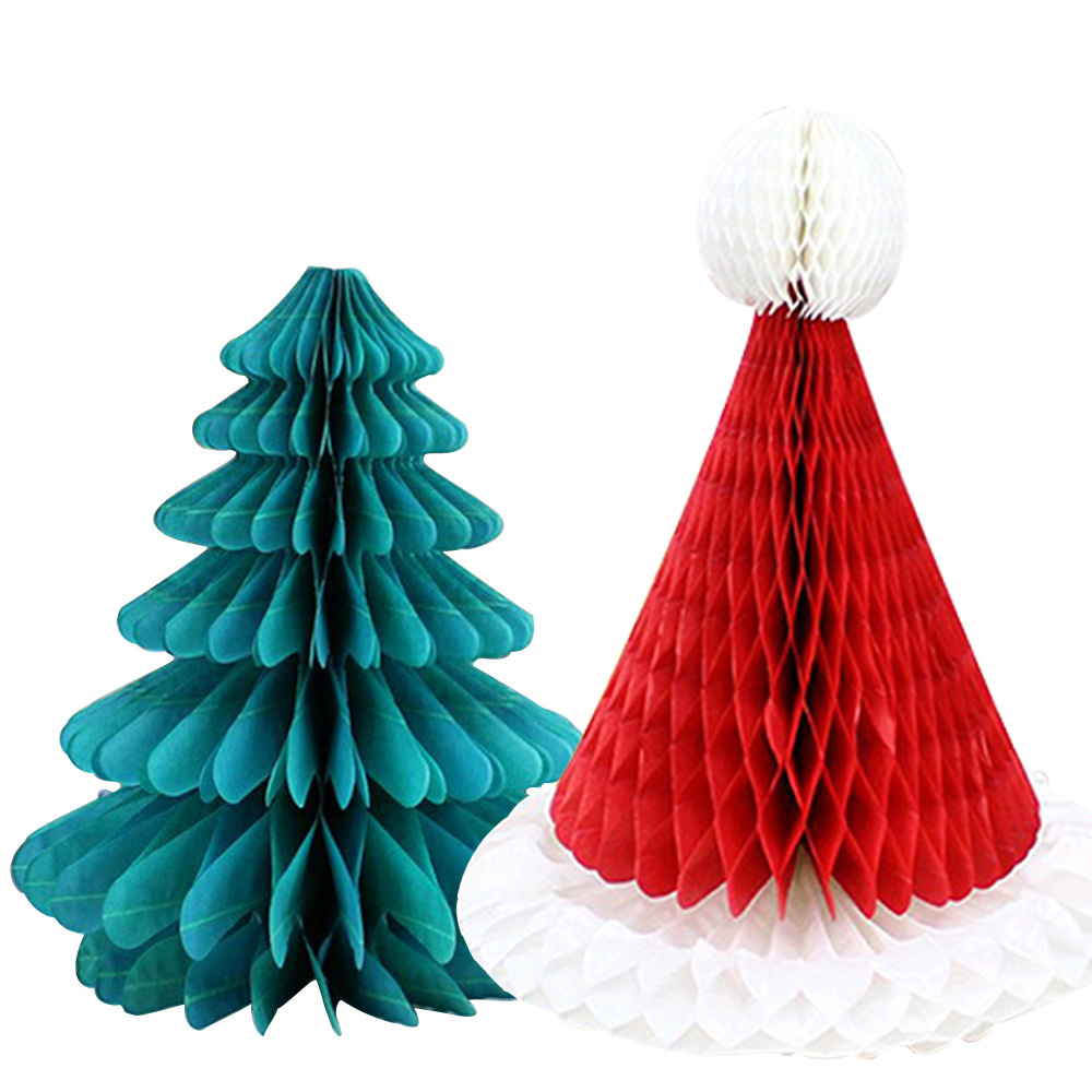 Christmas Honeycomb Pendant Christmas Tree Honeycomb Christmas Hat for Elderly Atmosphere Decoration Honeycomb Pendant