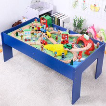 彩虹桥吊塔轨道桌玩具套装 兼容木质托马斯小火车轨道