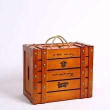 木制酒盒翻盖松木双排六支装红酒包装盒红酒木箱 酒盒礼品盒