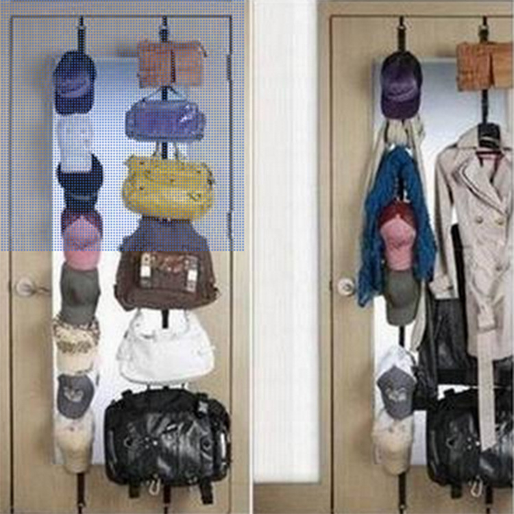 Adjustable Three-Dimensional Multi-Layer Nail-Free Door Rear Hook Waist Bag Rope Purse Hook Clothes Rack Multifunctional Storage Hanging Strip