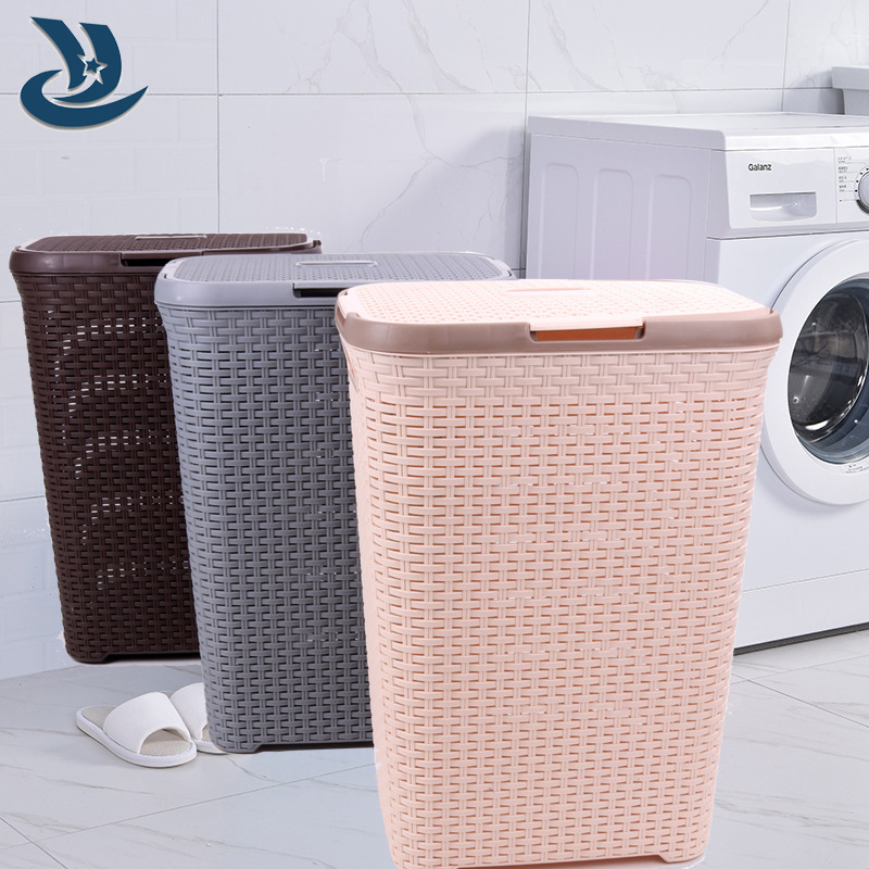 plastic woven laundry basket thickened household flip multi-functional rattan basket storage basket laundry basket wholesale
