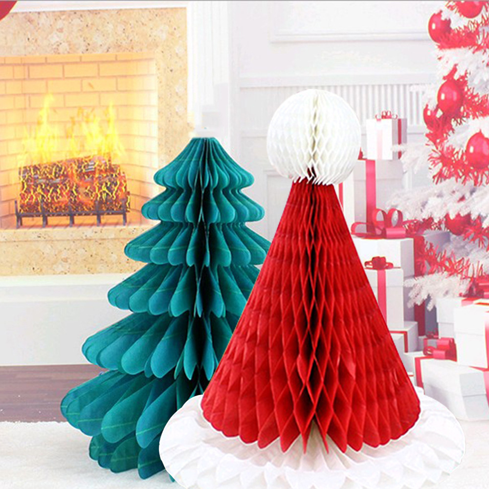 Christmas Honeycomb Pendant Christmas Tree Honeycomb Christmas Hat for Elderly Atmosphere Decoration Honeycomb Pendant