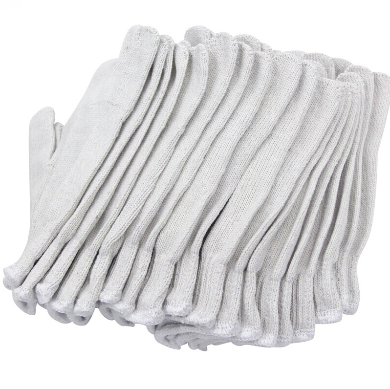 Labor Protection Gloves Cotton Gloves Work Thickened Non-Slip Nylon Knitted Lampshade Cotton Wear-Resistant Cotton Yarn White Gloves Wholesale