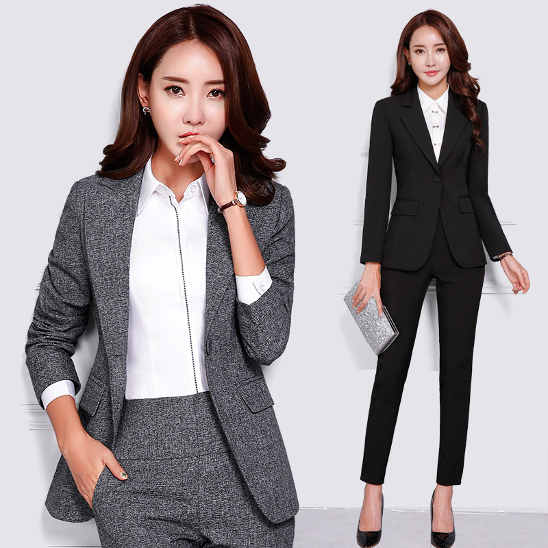职业套装女西服亚马逊西装秋冬外贸正装办公室工衣商务酒店工作服