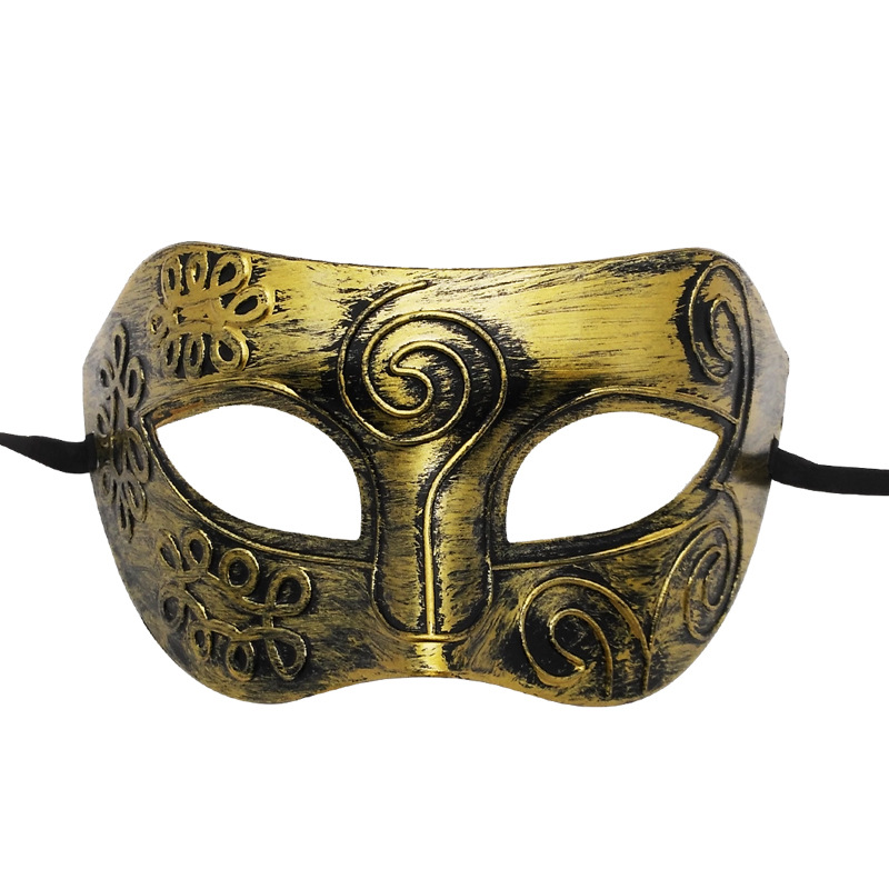 Halloween Horror Ball Party Mask Retro Jazz Flat Head Mask Antique Half Face Mask Decoration for Men