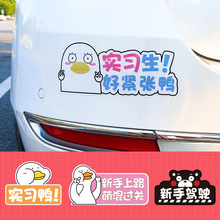 可爱鸭摩托车新手女司机上路车贴汽车贴纸实习标志网红鸭创意个性