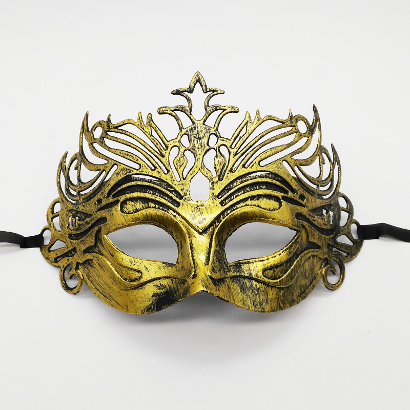Halloween Horror Ball Party Mask Retro Jazz Flat Head Mask Antique Half Face Mask Decoration for Men