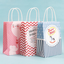 现货卡通牛皮纸礼品袋手提纸袋幼儿园活动宝宝生日派对糖果袋批发