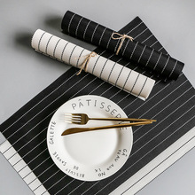 一件代发跨境条纹特斯林西餐垫欧式轻奢PVC隔热餐桌餐盘茶几垫子