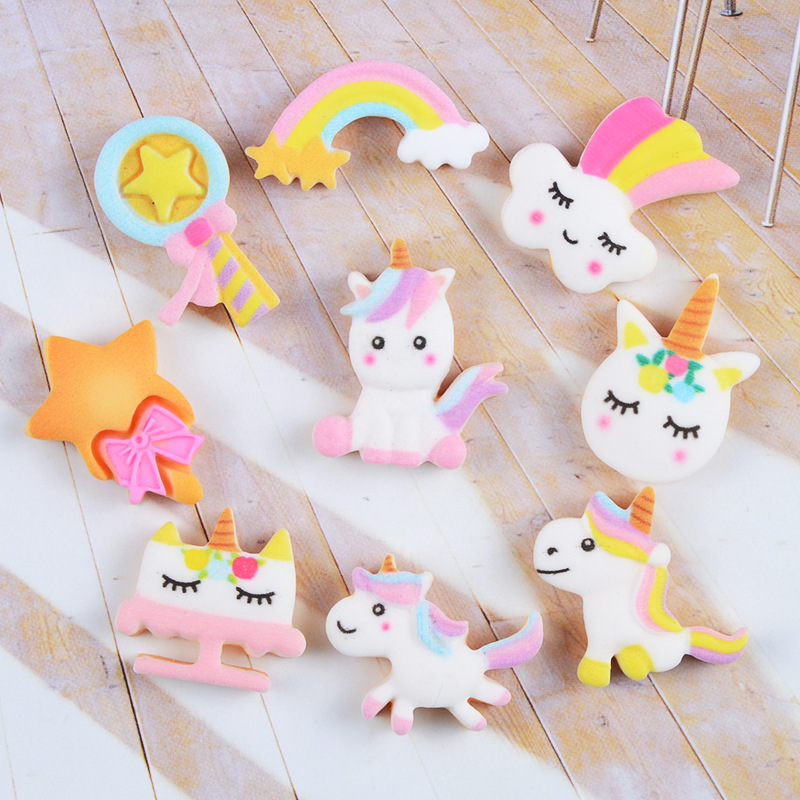 resin accessories unicorn rainbow biscuit barrettes diy resin accessories handmade diy ornament cream glue accessories