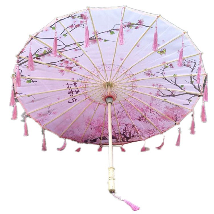 Ancient Style Han Chinese Clothing Tassel Umbrella Performance Umbrella Petal Umbrella Photography Props Umbrella Dance Silk Umbrella Craft Ancient Point Oiled Paper Umbrella