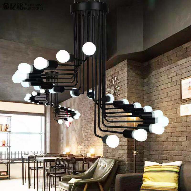 美式loft复古吊灯个性创意咖啡厅酒吧餐厅灯工业风螺旋状铁艺吊灯