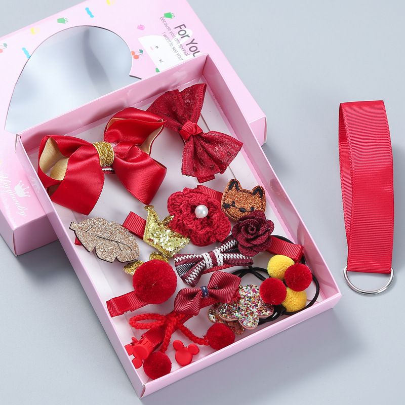 Korean Style 18-Piece Set Children's Barrettes Baby Does Not Hurt Hair Bow Crown Hairpin Girl's Gift Set Hair Accessories