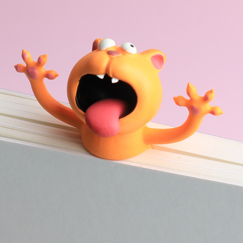 玖伍米橙文创OUCH!系列3D立体动物书签PVC创意文具可爱搞怪猫书签
