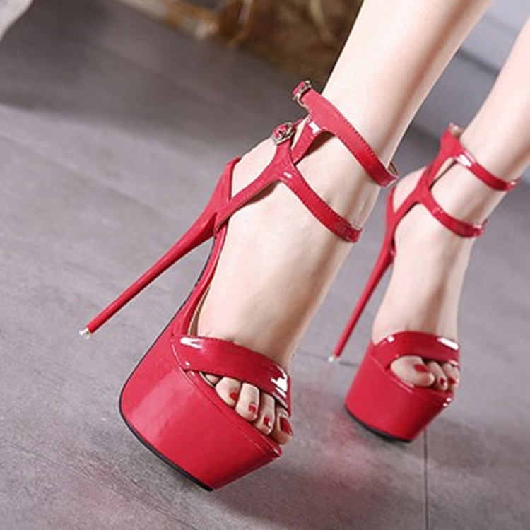 2023 Summer New European and American Sexy Nightclub High Heel Shoes Water Platform Super High Heel Sandals Foreign Trade Size 46 Stiletto Heel Women's Shoes