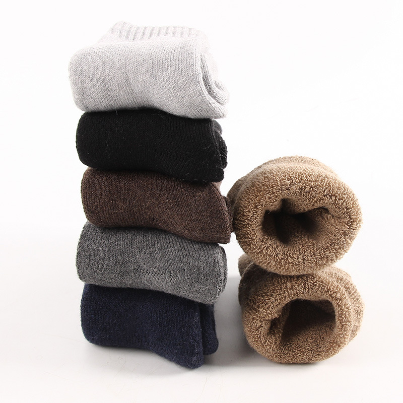 2 Pairs of Winter Thickened Men's Wool Socks Cashmere Fleece Thickened Terry Warm-Keeping Socks Thickening Towel Socks