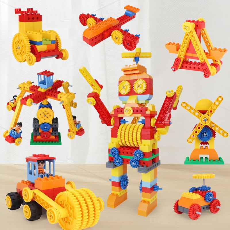 万格 机械齿轮兼容乐高大颗粒积木桌益智玩具车批发儿童拼装toys