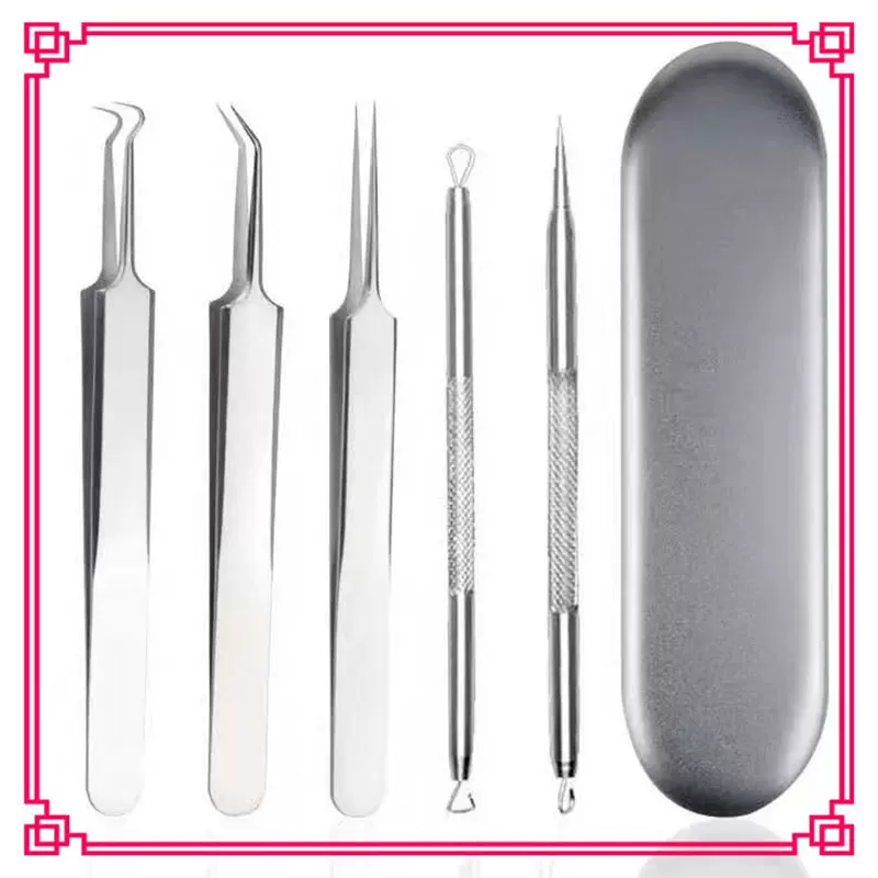 厂家批发粉刺夹 粉刺针套装 不锈钢暗疮针套装 挤痘痘清洁工具