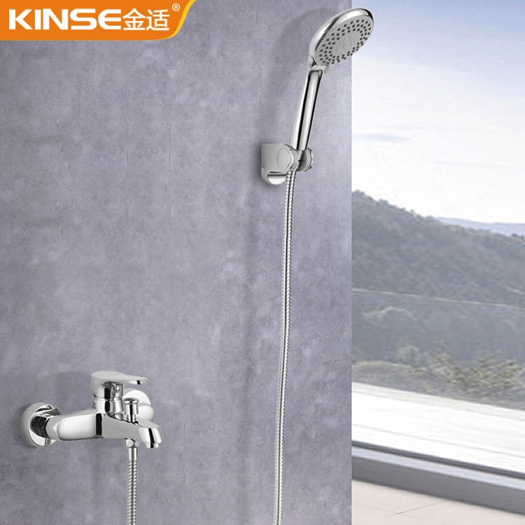 Simple Shower Faucet Triple Bathtub Faucet Wall Copper Hot and Cold Mixing Valve Shower Head Set Manufacturer