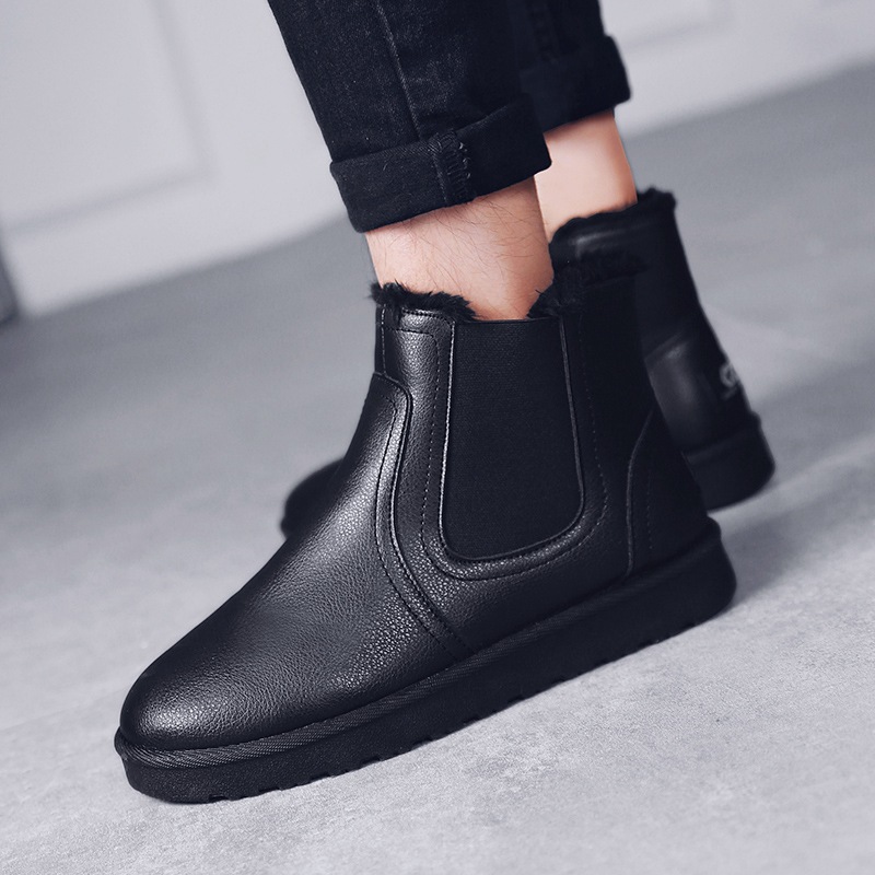 2023年冬季新款高帮雪地靴男士保暖棉鞋男生加绒加厚老人毛鞋家居