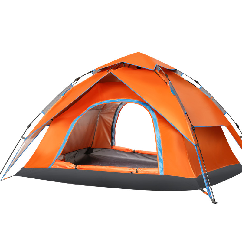 Outdoor Tent Double-Layer Camping Equipment 3-4 People Automatic Quickly Open Rainproof and Sun Protection Outdoor Double-Door Camping Tent