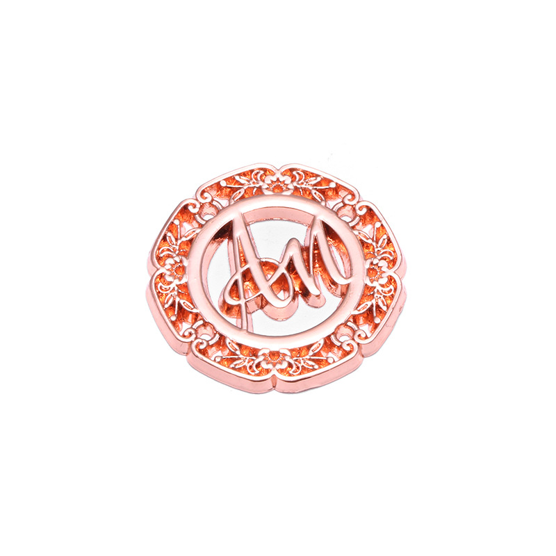 Manufacturers Can Set round Metal Hollow Metal Badge Die Casting Zinc Alloy Luggage Clothing Perforated Stitching round Brand