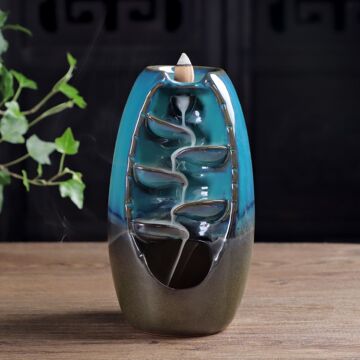 陶瓷倒流香炉创意窑变蓝色左右逢源倒流香薰炉家居摆件