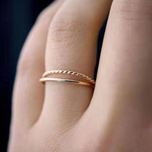 镀18K金钛钢戒指女双环个性食指指环潮人简约网红关节戒子