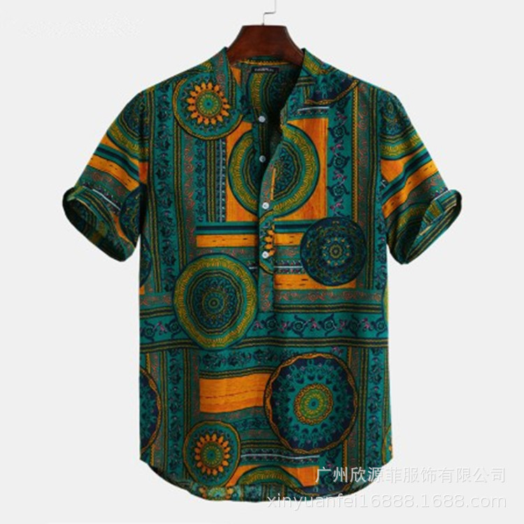 cross-border spring new shirt aliexpress ebay amazon hot sale shirt short sleeve beach shirt popular men‘s clothing