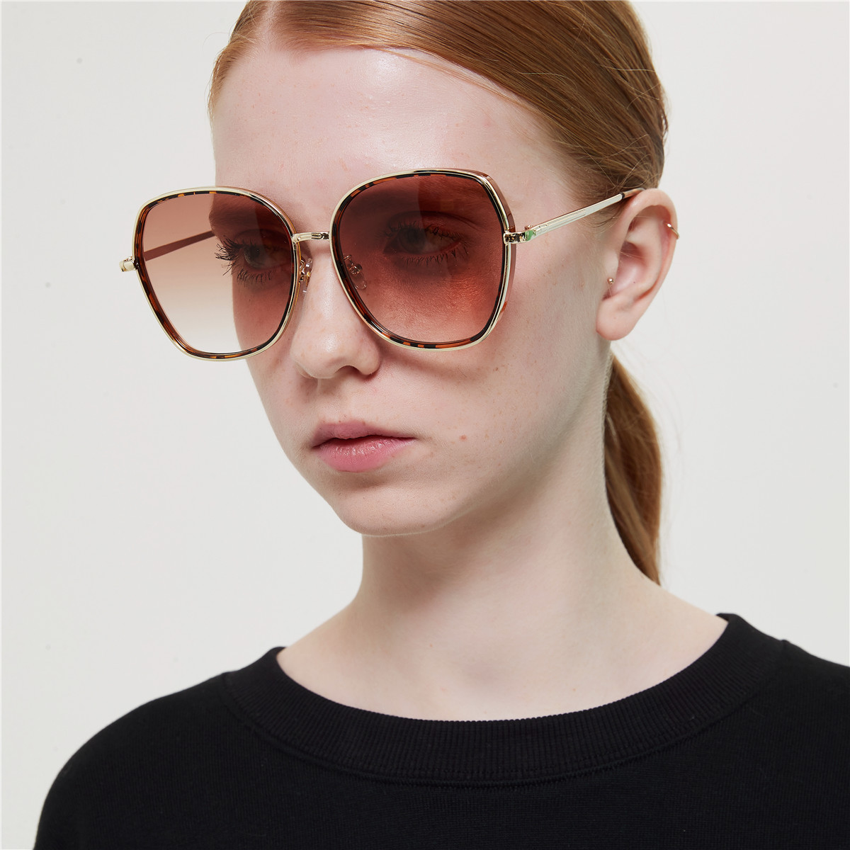 199029韩版复古半金属太阳镜女 新款大框修饰脸型墨镜男户外UV400