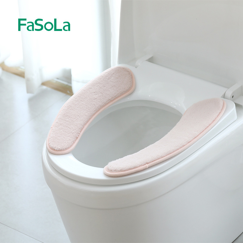 FaSoLa日本式保暖坐垫黏贴式卫生间马桶垫兔毛绒马桶套加厚马桶垫