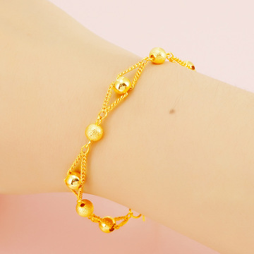 时尚铜镀24k黄金沙金手链 磨砂路路通素链送礼