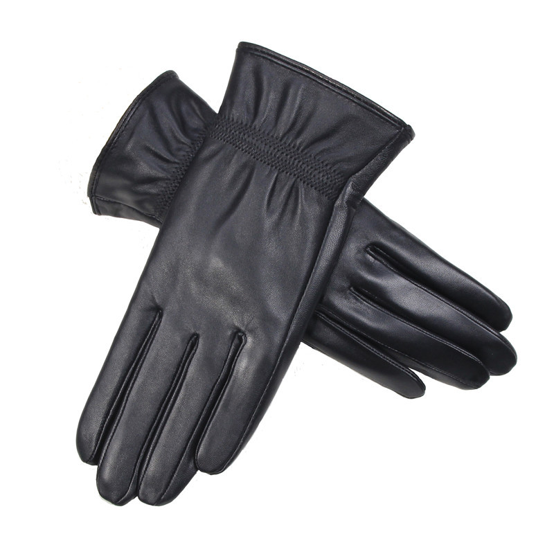 Sheepskin Gloves Women's Winter Fleece-lined Warm Short Driving Cycling Sheepskin Touch Screen Gloves Women's Cute Thin Hand Repair