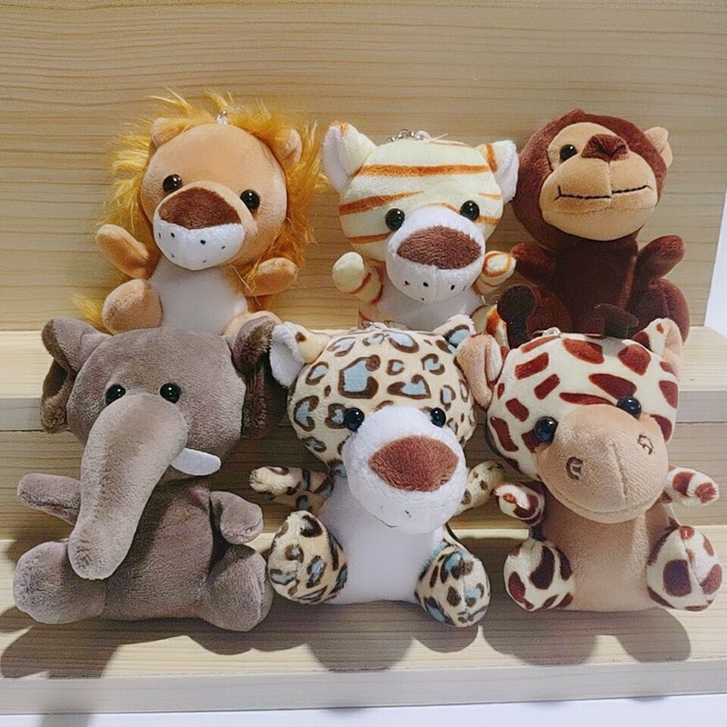 Wholesale Prize Claw Doll Forest Animal Cross-Border Four-Inch Lion Tiger Doll Doll Plush Toys Small Pendant Ornaments