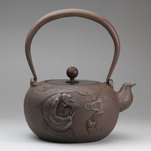日本南部老铁壶包银嘴 纯手工无涂层铸铁茶壶 铁壶烧水养生铁茶壶