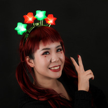 酷莱思特圣诞头箍4LED灯五角星发箍跨境电商专供毛条发光头饰