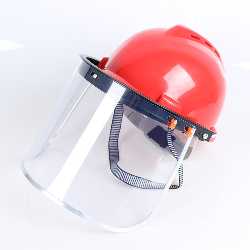 安全帽带面罩全脸防护透明PVC铝包边烧焊防飞溅防冲击打磨面屏