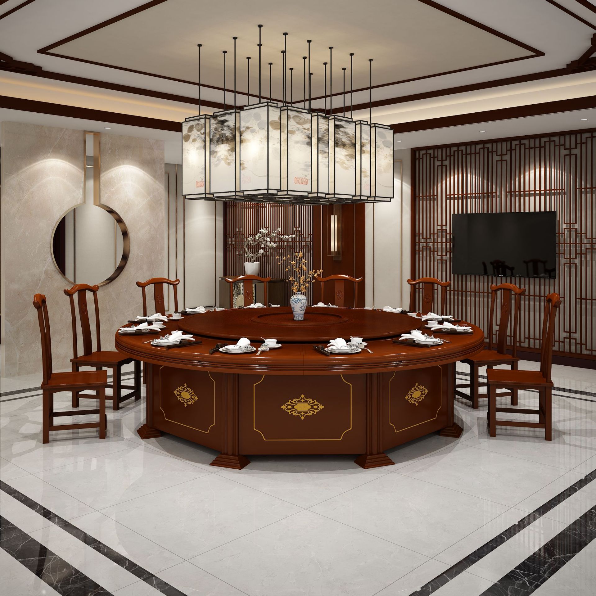 酒店餐桌大圆桌电动圆桌饭店餐桌椅餐厅电动转盘15人20人组合桌子