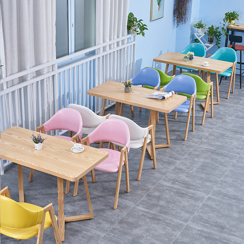 Fresh Wood Color a-Shaped Chair Milk Tea Shop Dessert Shop Table and Chair Cold Drink Shop Coffee Shop Snack Shop Chair