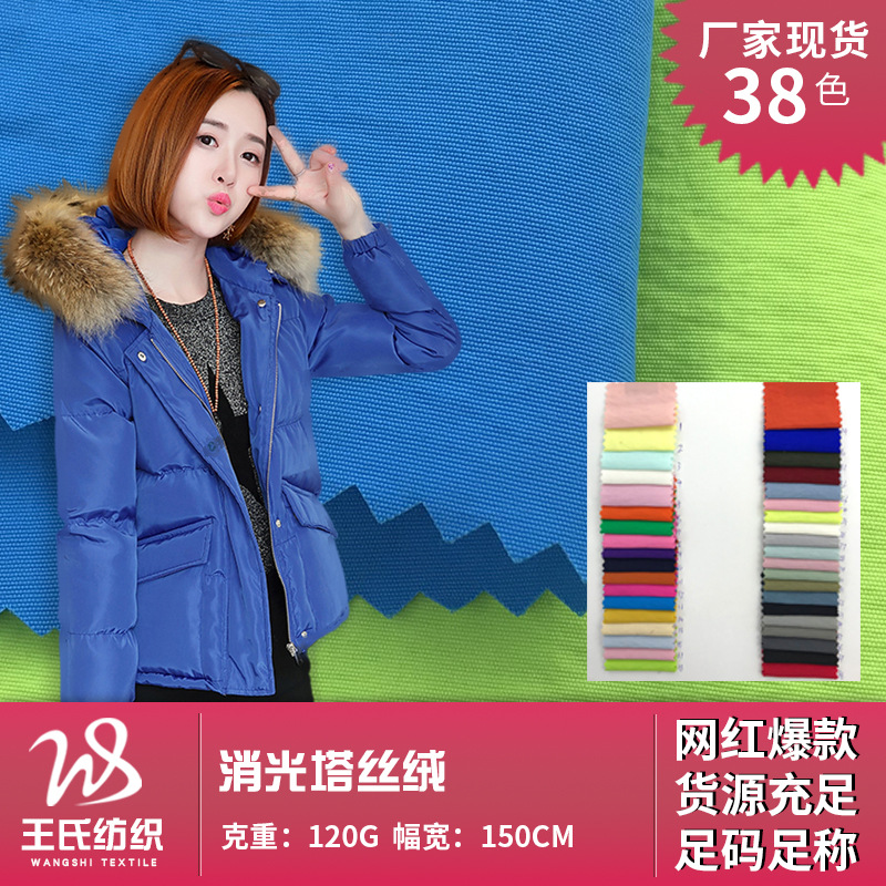 锦纶消光塔丝绒 秋冬羽绒服棉服风衣外套面料 时尚女装休闲服布料