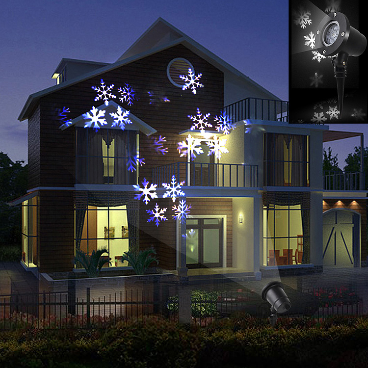 Factory Source Solar Snowflake Lamp No Need to Charge Lawn Plug-in Lamp Courtyard Projection Snowflake Lamp Stage Lights