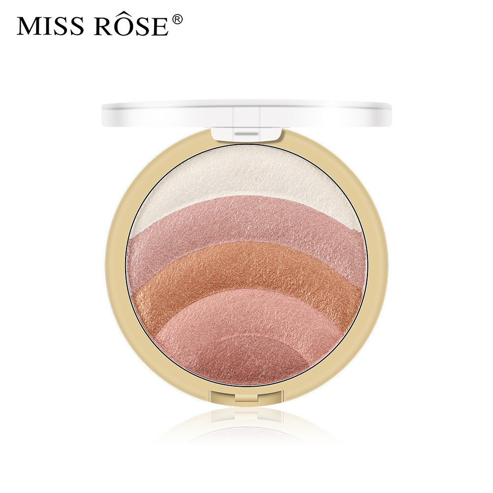 Miss Rose 5 Colors Rainbow Highlight Eyeshadow Baked Powder Repair Blush Eye Shadow Plate Lazy Blush Beauty Cross-Border