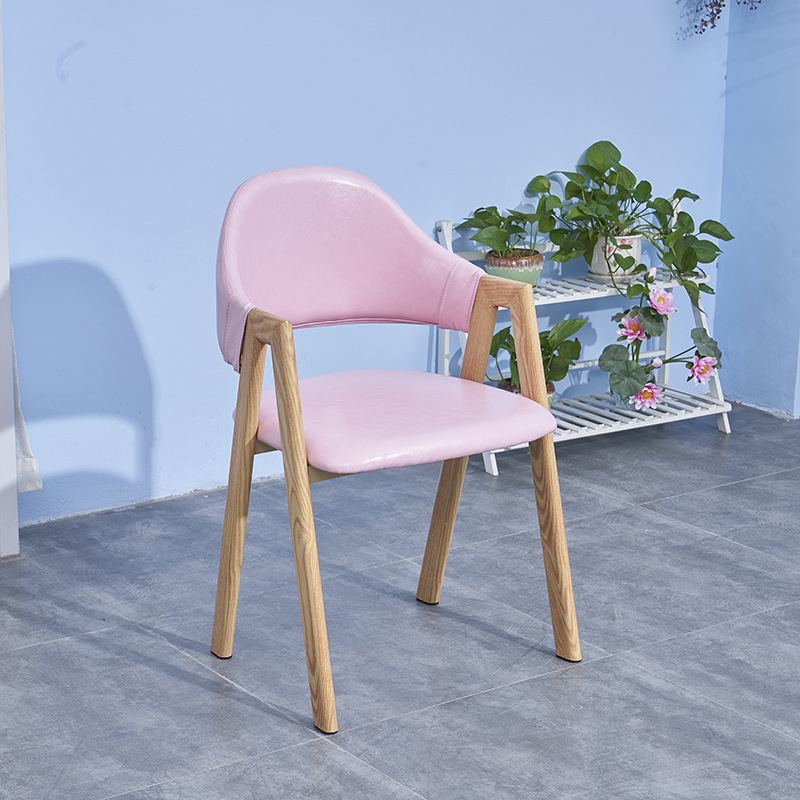 Fresh Wood Color a-Shaped Chair Milk Tea Shop Dessert Shop Table and Chair Cold Drink Shop Coffee Shop Snack Shop Chair
