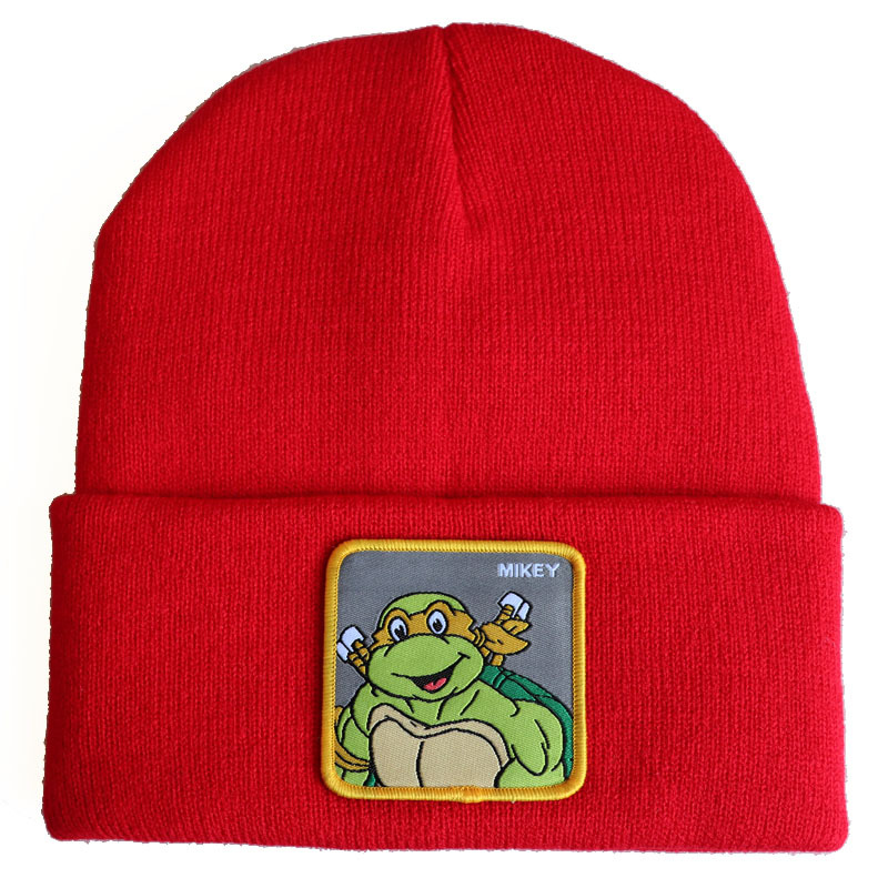 Cross-Border Hot in Stock Male and Female Anime Cartoon Ninja Turtle Knitted Hat Woolen Cap Hip Hop Skiing Sleeve Cap