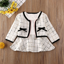 女童宝宝圆领长袖连衣裙+韩版甜美短款小香风外套两件套
