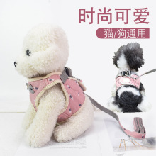 宠物胸背带厂家直销 韩版方形印花透气宠物牵引绳 狗胸背带牵引绳