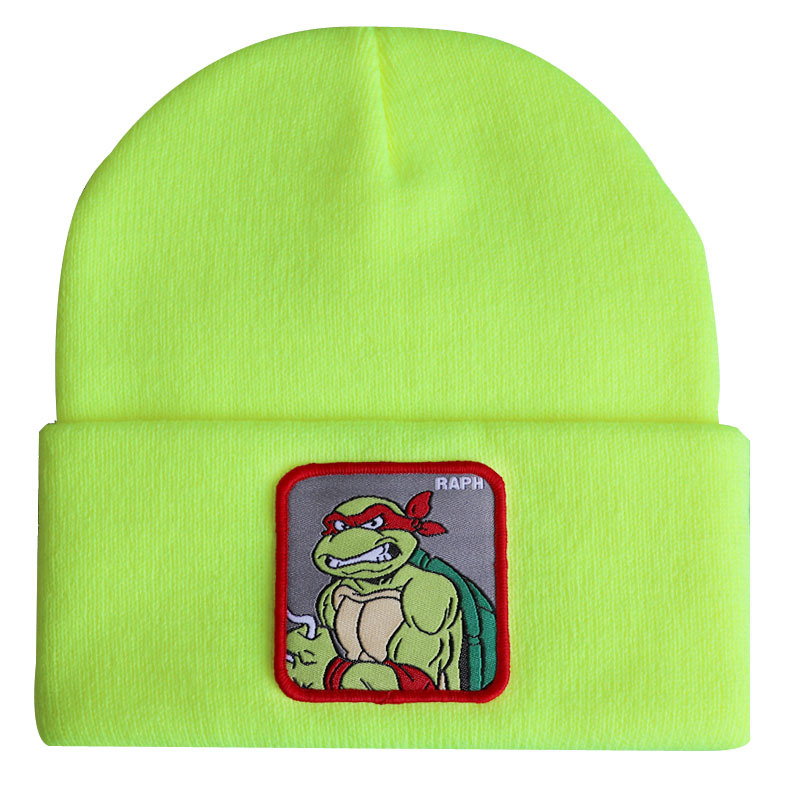 Cross-Border Hot in Stock Male and Female Anime Cartoon Ninja Turtle Knitted Hat Woolen Cap Hip Hop Skiing Sleeve Cap