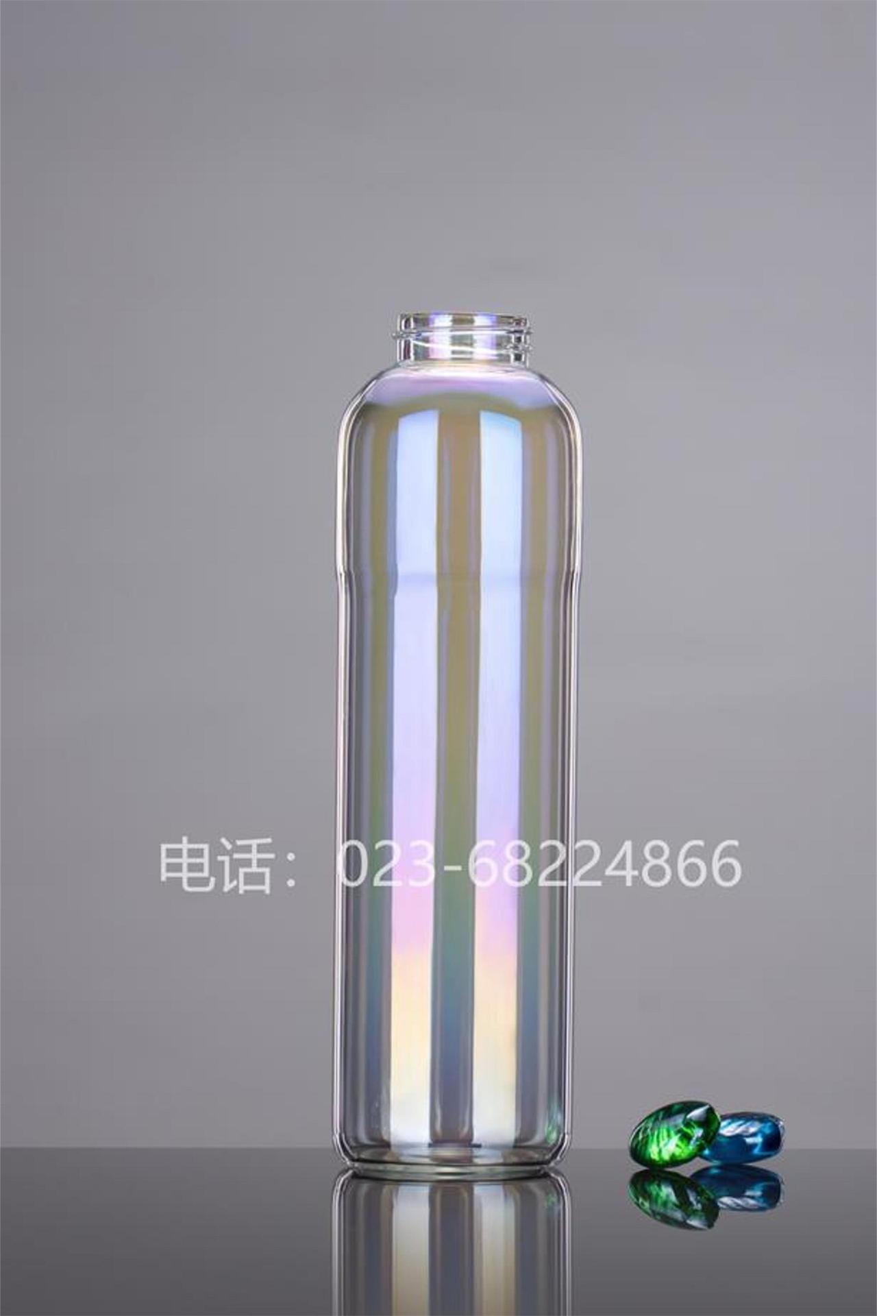 重庆恒晶玻璃HJ-Y039七彩电镀酒瓶500ml白酒瓶玻璃酒瓶