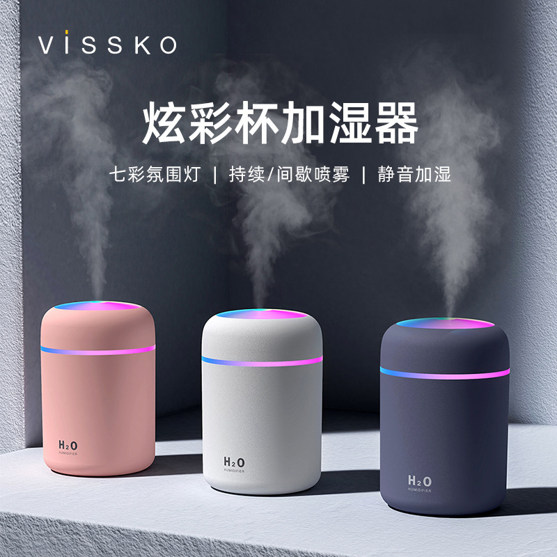 Cross-Border Creative Colorful Cup Air Humidifier Desktop Home Car Humidifier Usb Printed Logo Spot